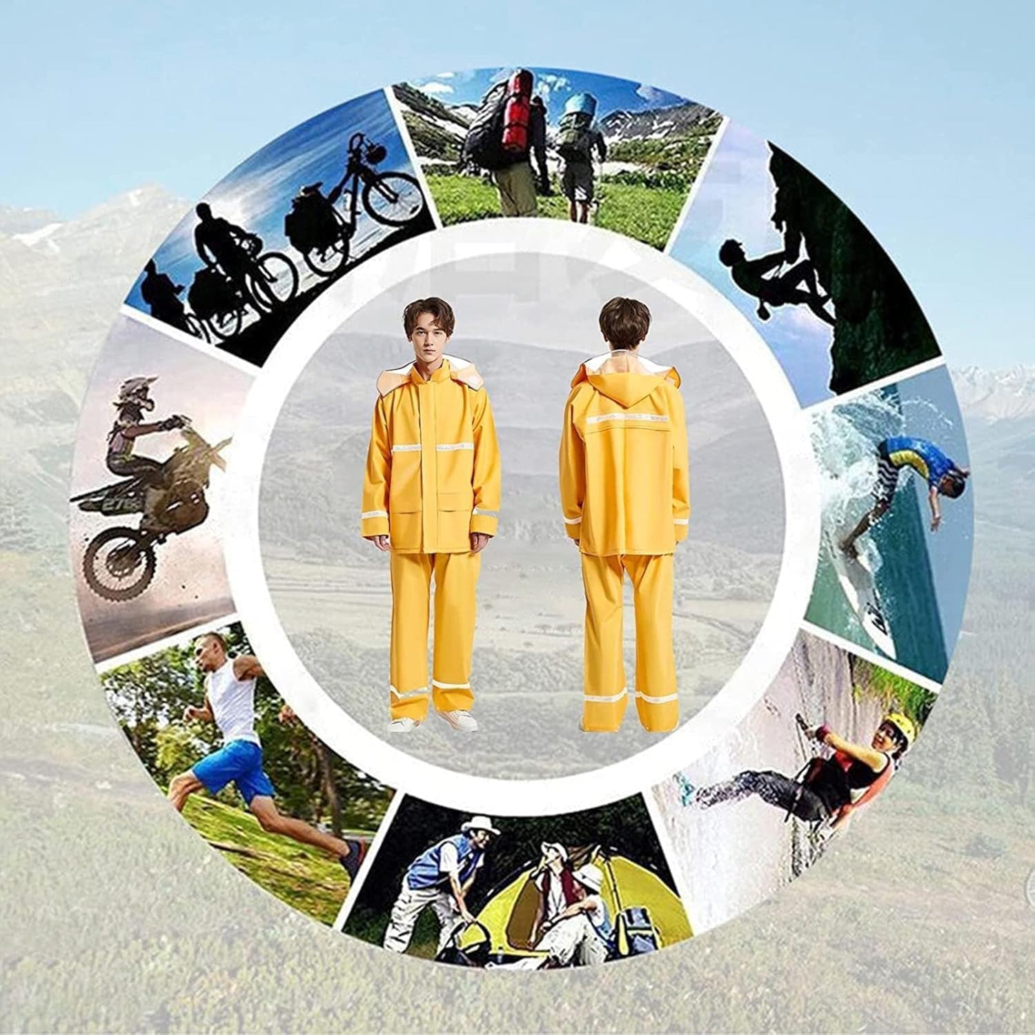 Impermeable de trabajo Chubasquero for hombre Chubasquero for mujer Chubasquero reflectante de seguridad transpirable y pantalones de lluvia for hombre y mujer Trabajo al aire libre Pesca Montar(XL)