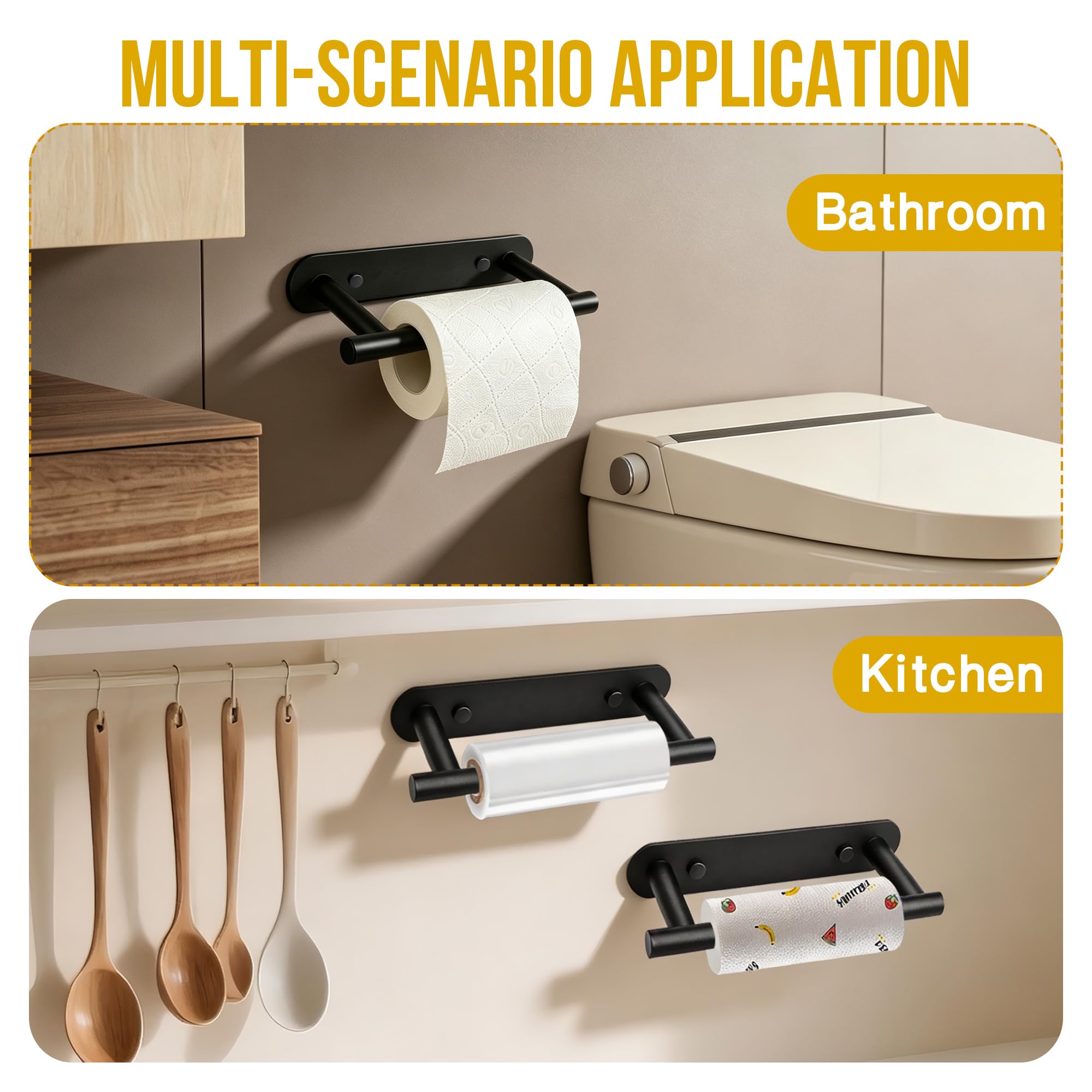 Self Adhesive or Screw in Black Toilet Paper Holder Wall Mount for Bathroom — Amazon image 5