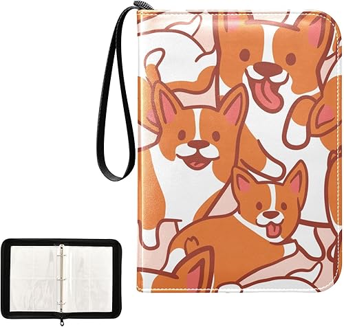 Miniatura 2 de Carpeta para álbum de tarjetas con diseño de perros lindos, cierre de cremallera anticaída, resistente al agua y fácil de limpiar