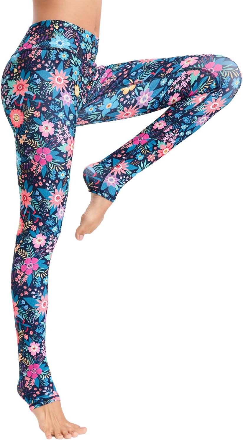 Women Workout Leggings High Waist Yoga Pants Watercolor Pattern