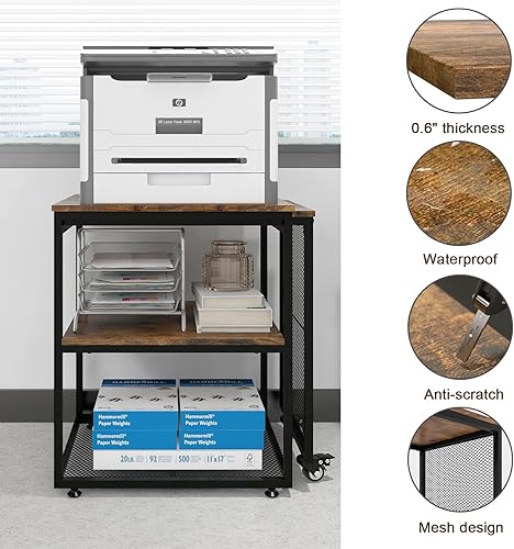 Miniatura 5 de Natwind Soporte de impresora grande con estantes de almacenamiento, mesa extensible para manualidades en casa, escritorio de organización de oficina