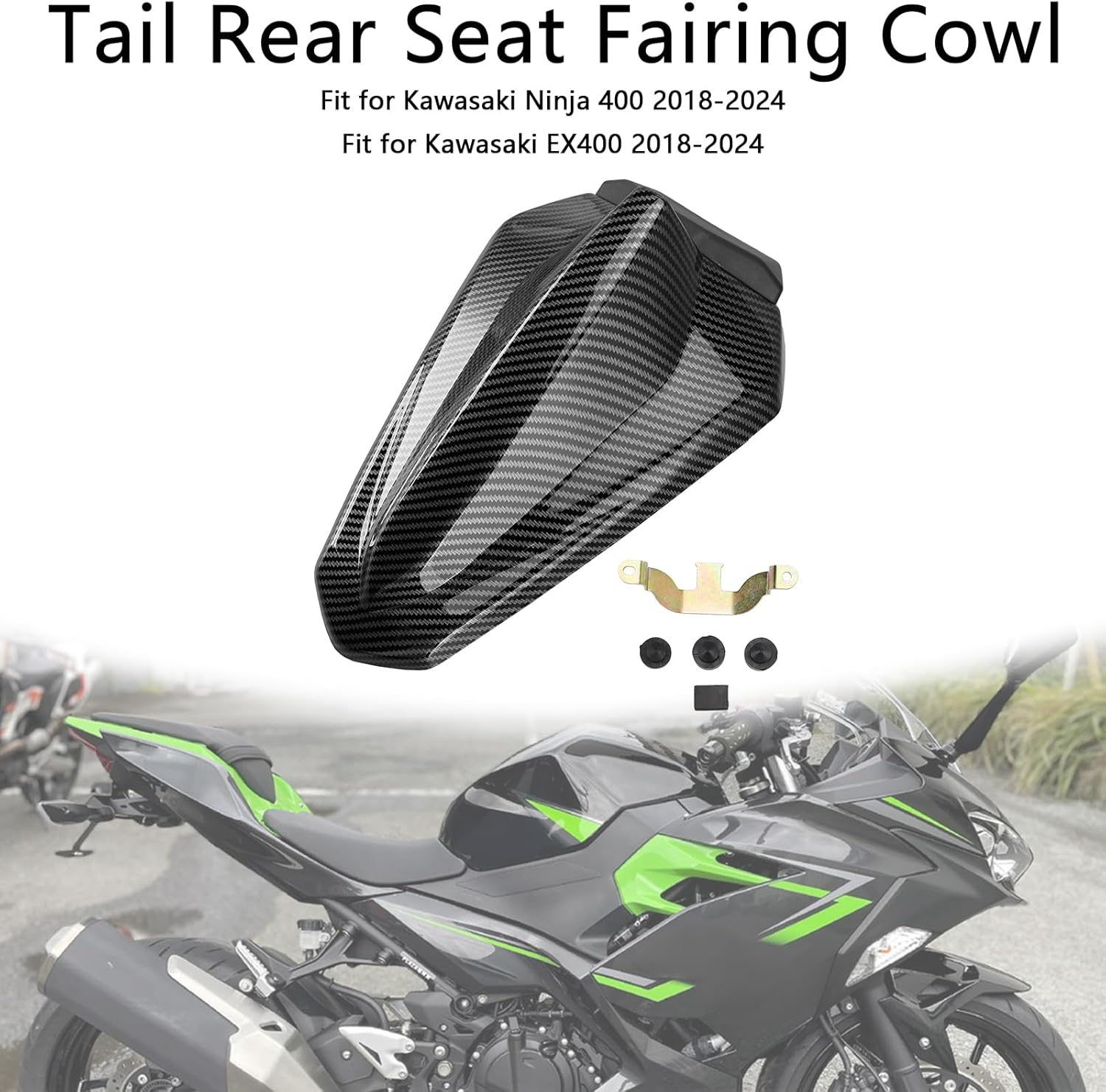Areyourshop Racing Tail Rear Seat Cowl Fairing Cover for Kawasaki Ninja 400 2018-2024, EX400 2018-2024