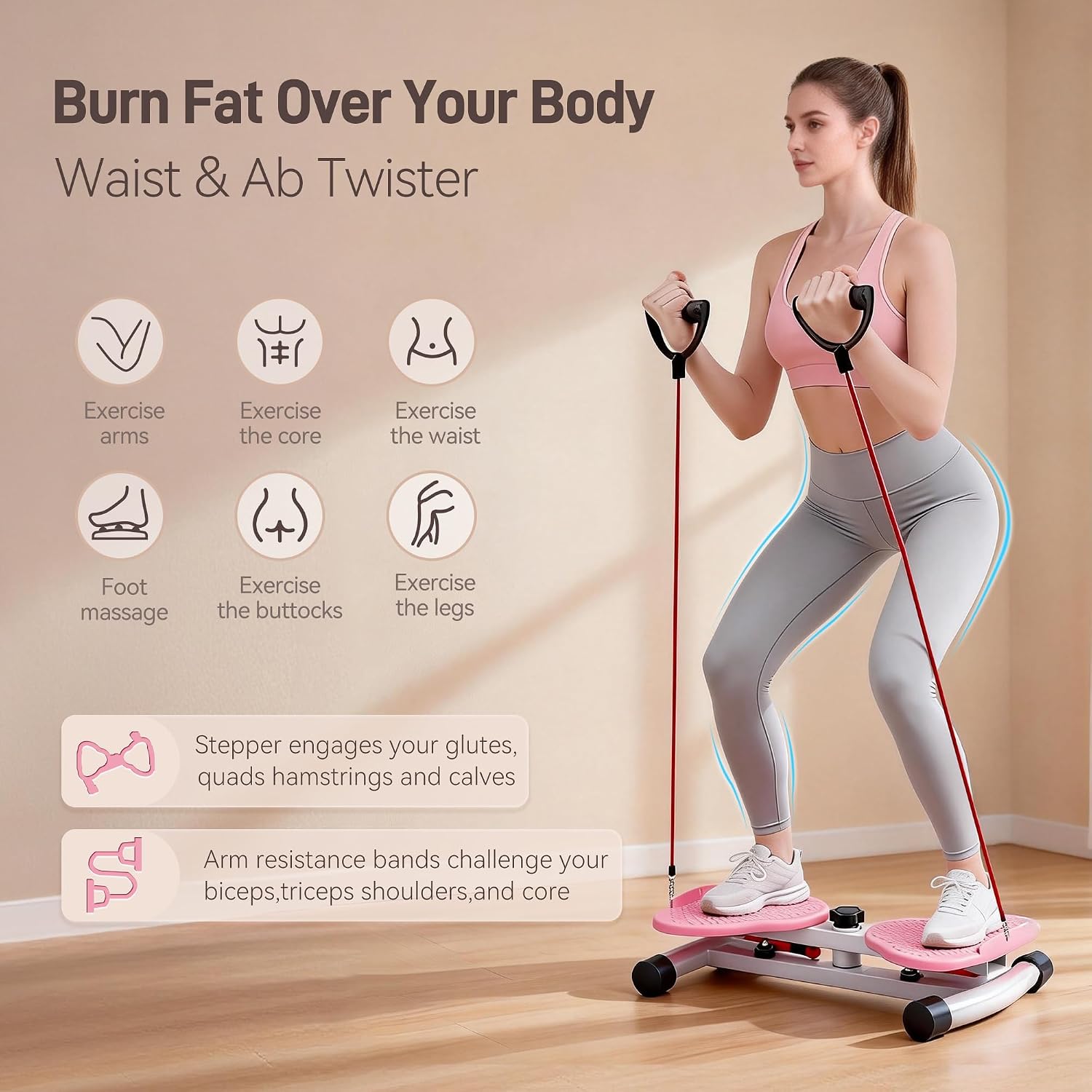 Waist Twister Machine Exercise, Ab Workout Equipment，350 lbs Capacity