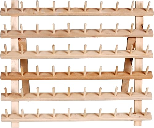 Dritz Wooden Thread Rack – Holds 60 Spools – Wall-Mount or Free-Standing with Pull-Out Legs – Wood Organizer for Sewing, Quilting, & Hair Braiding | Holds 60 Spools, Wooden Organizer for Sewing, Quilting, & Hair Braiding