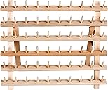 Dritz Wooden Thread Rack – Holds 60 Spools – Wall-Mount or Free-Standing with Pull-Out Legs – Wood Organizer for Sewing, Quilting, & Hair Braiding