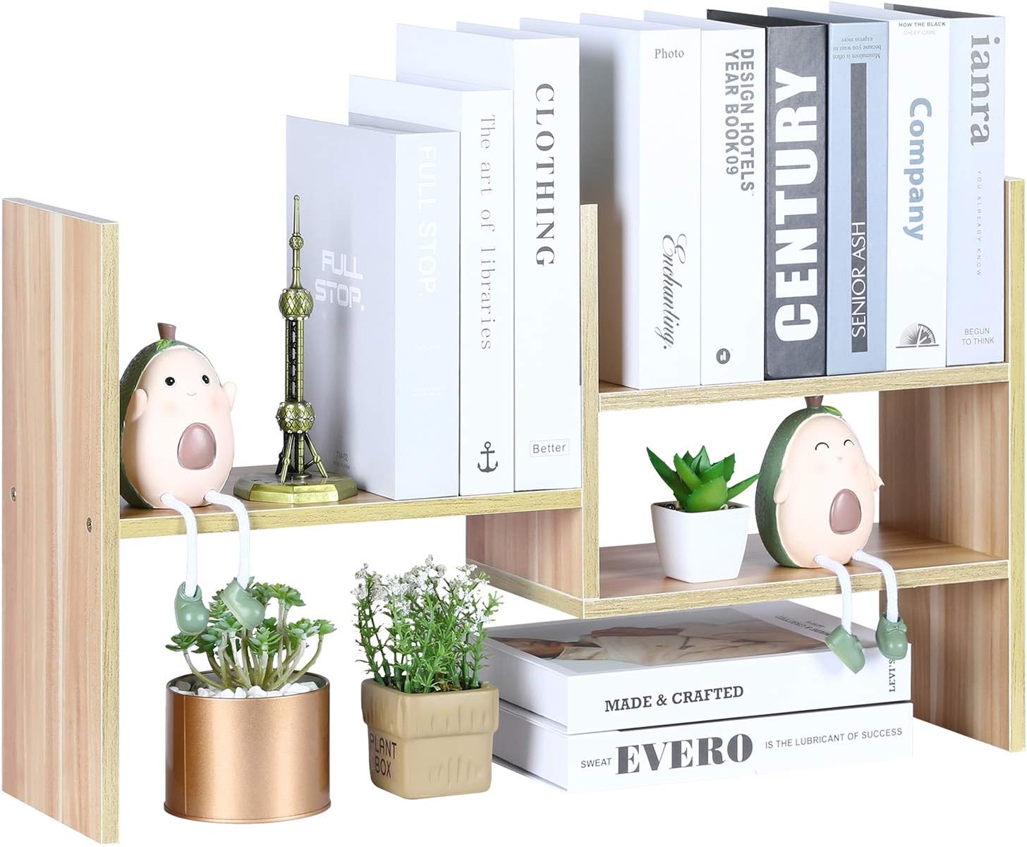 YCOCO Desktop Bookshelf Organizer Storage Rack Countertop Wood Display Shelf,Home Office Decoration Multipurpose Shelves,Tabletop Bookcase Storage Rack,Light Brown. : Office Products