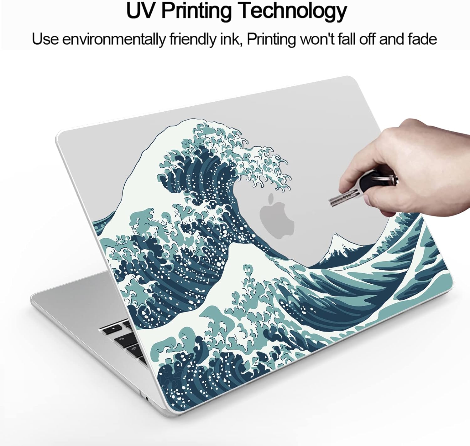Suitable for MacBook Air 13.6 inch Case 2022 Release Model: A2681 M2 Chip, Printed Pattern Plastic Matte Hard Shell & Laptop Sleeve & Keyboard Cover for Mac Air 13.6, Waves 4