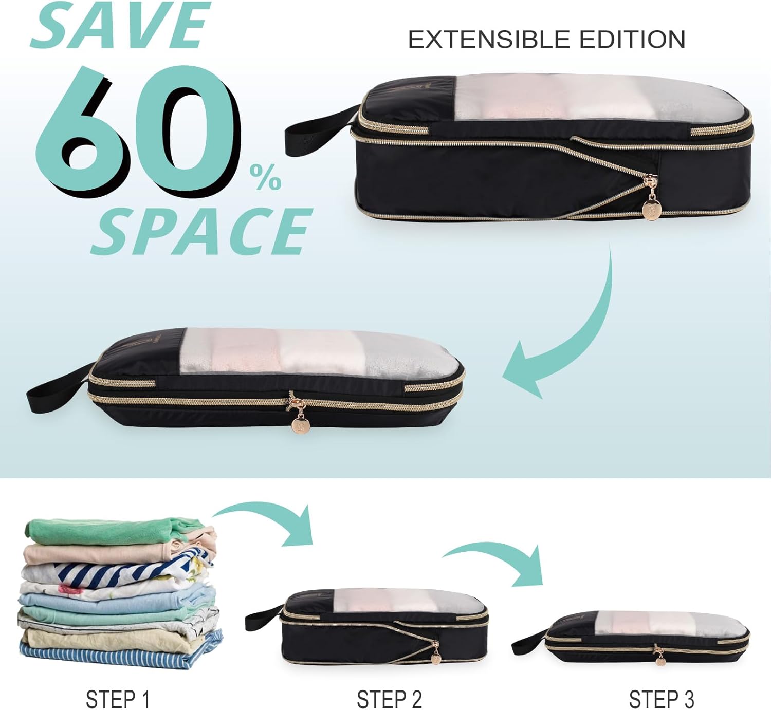 See Through Expandable Compression Packing Cubes, Mesh Travel Packing Cubes for Suitcases, Lightweight Organizers Bag Set for Travel Essentials for Luggage - Image 5