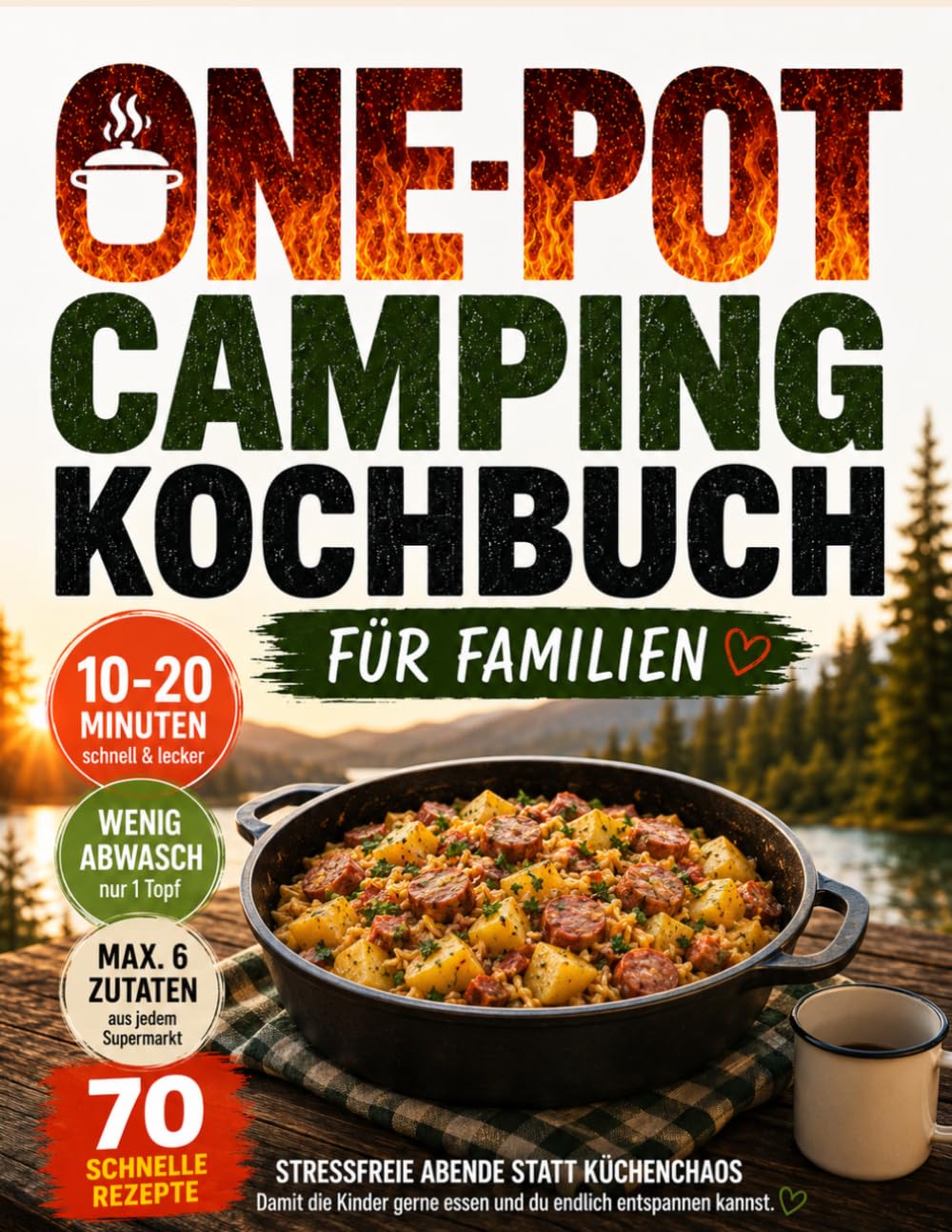 One Pot Camping Kochbuch Für Familien: Stressfreie Abende statt Küchenchaos – 70 schnelle Gaskocher-Rezepte mit wenig Abwasch, 6 einfachen Zutaten und entspannten Campingabenden