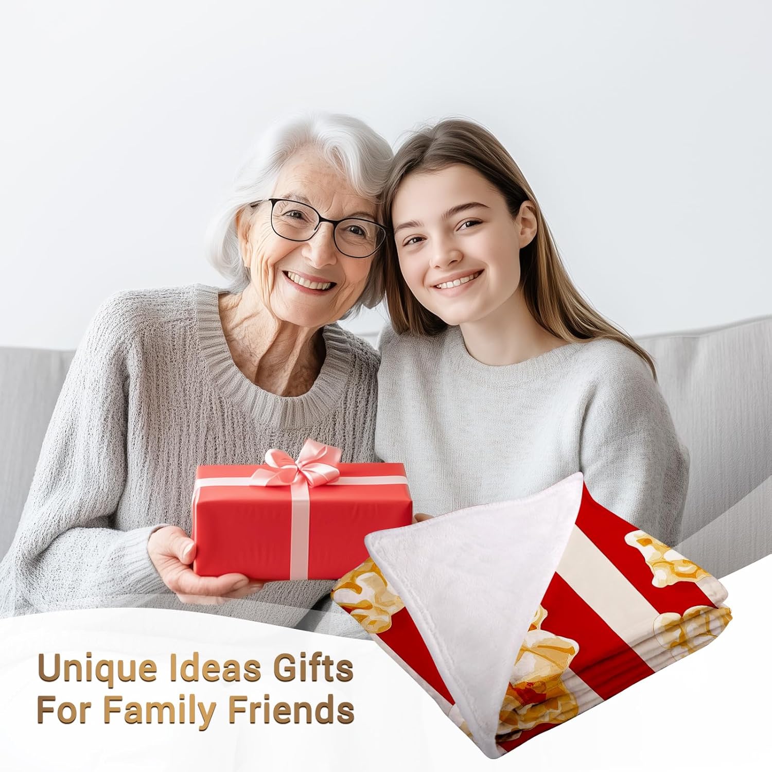 Jekeno Movie Popcorn Theme Blanket Gifts for Women Men Girls Boys Adult Kids Birthday Christmas for Family Cinema Theater Room Sofa Couch Decor Soft Plush Cozy Fuzzy Lightweight Throw Blankets 60"x80"