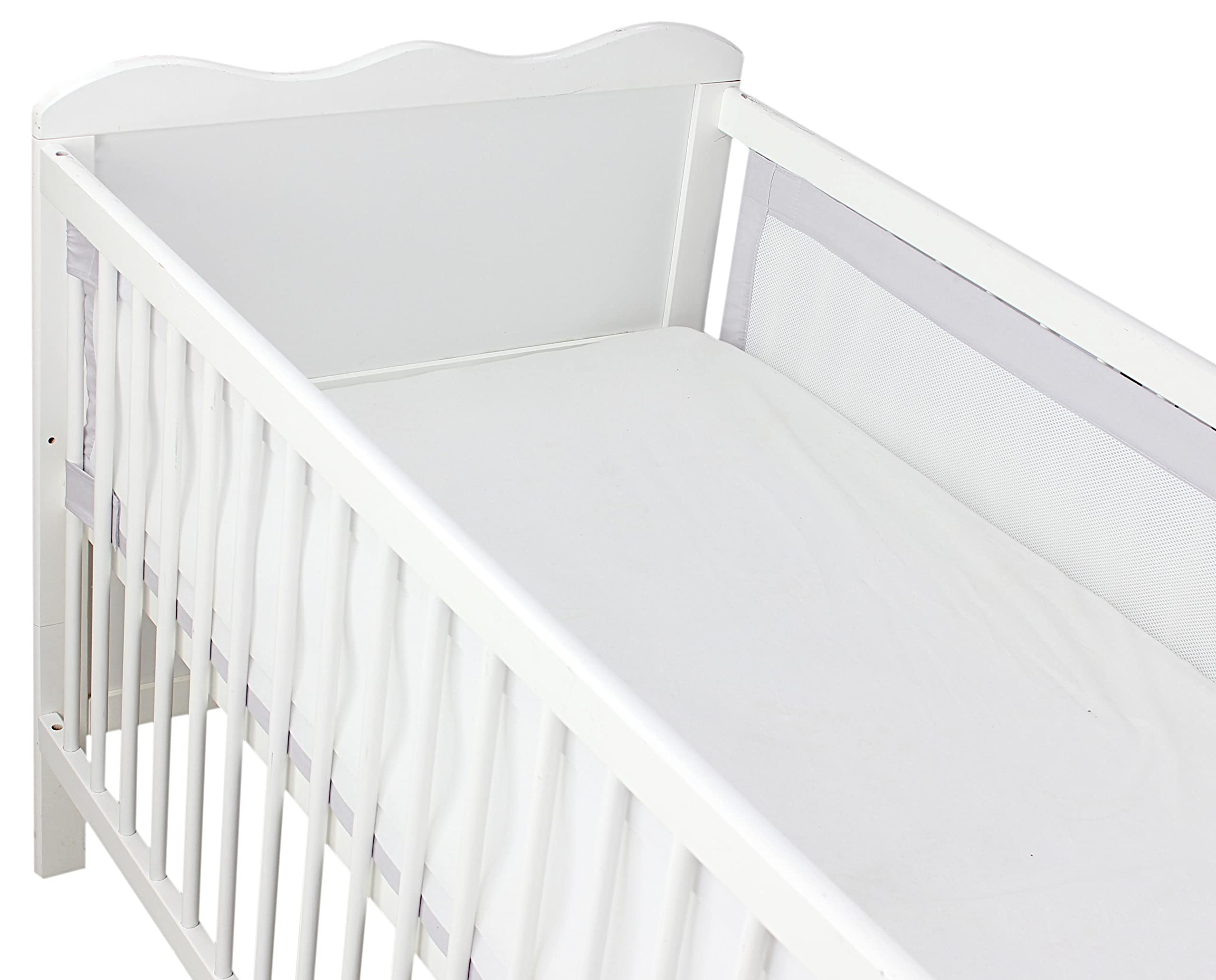 TupTam Protezione Paracolpi per Lettino Nido per Neonati Traspirazione Air Mesh 2 Pack, Bianco/Grigio, ca.128 x 30 cm (per Lettino 140x70)