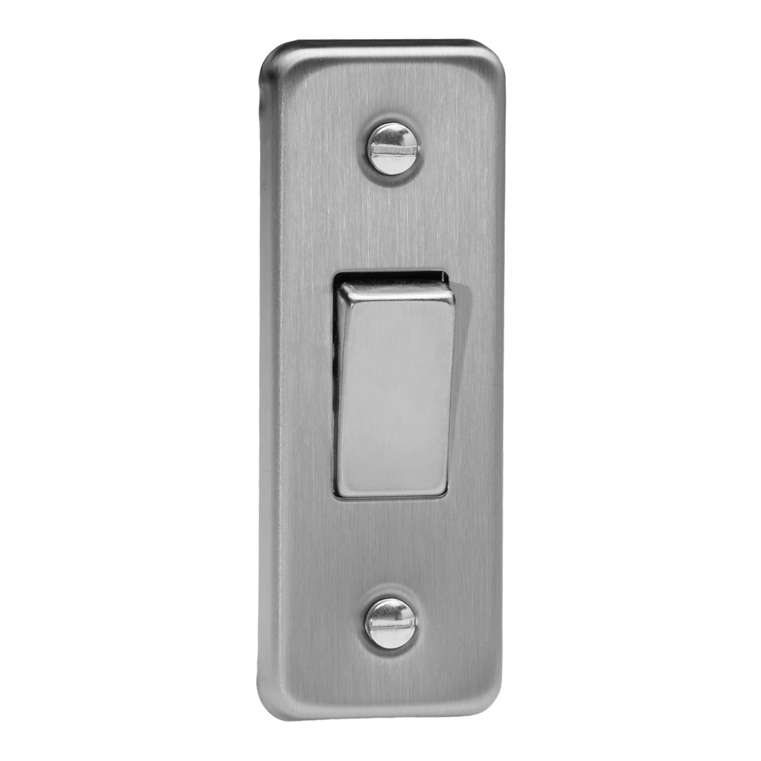 B&Q -  1-Gang 2-Way 10A Architrave Light Switch Brushed Steel