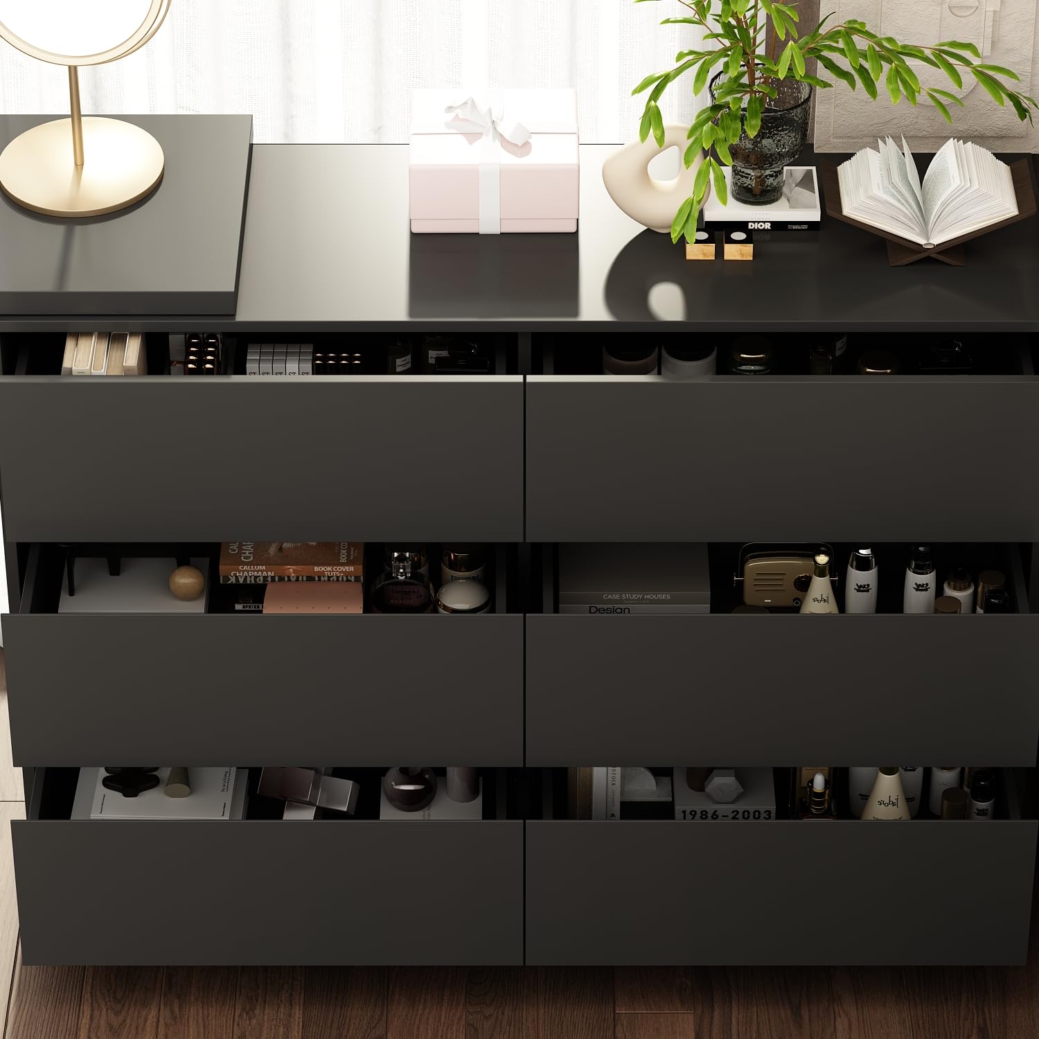 Amazon.com: TAMUNE L-Shaped Dressing Table with 6 Drawers, Extendable Vanity Desk and Dresser Combo, Wood Vanity Dresser Makeup Desk, Wide Desktop for Bedroom Dressing Room Black (51.2W x 47.2D x 32.7H) : Amazon.com: TAMUNE L-Shaped Dressing Table with 6 Drawers, Extendable Vanity Desk and Dresser Combo, Wood Vanity Dresser Makeup Desk, Wide Desktop for Bedroom Dressing Room Black (51.2W x 47.2D x 32.7H) :