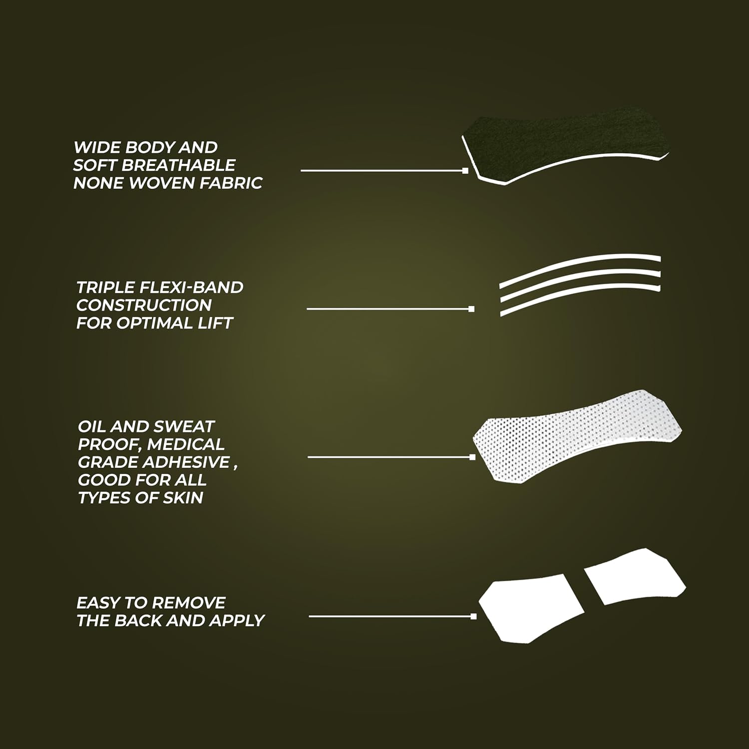 Universal Nose Strips for Breathing (60 Count) Oil&Sweat Proof Adhesive-Athletic Nasal Strips for Snoring & Sleeping-Army Green, Wide, Size Fit All Extra Strength Snoring Solution for Sleep USA Brand