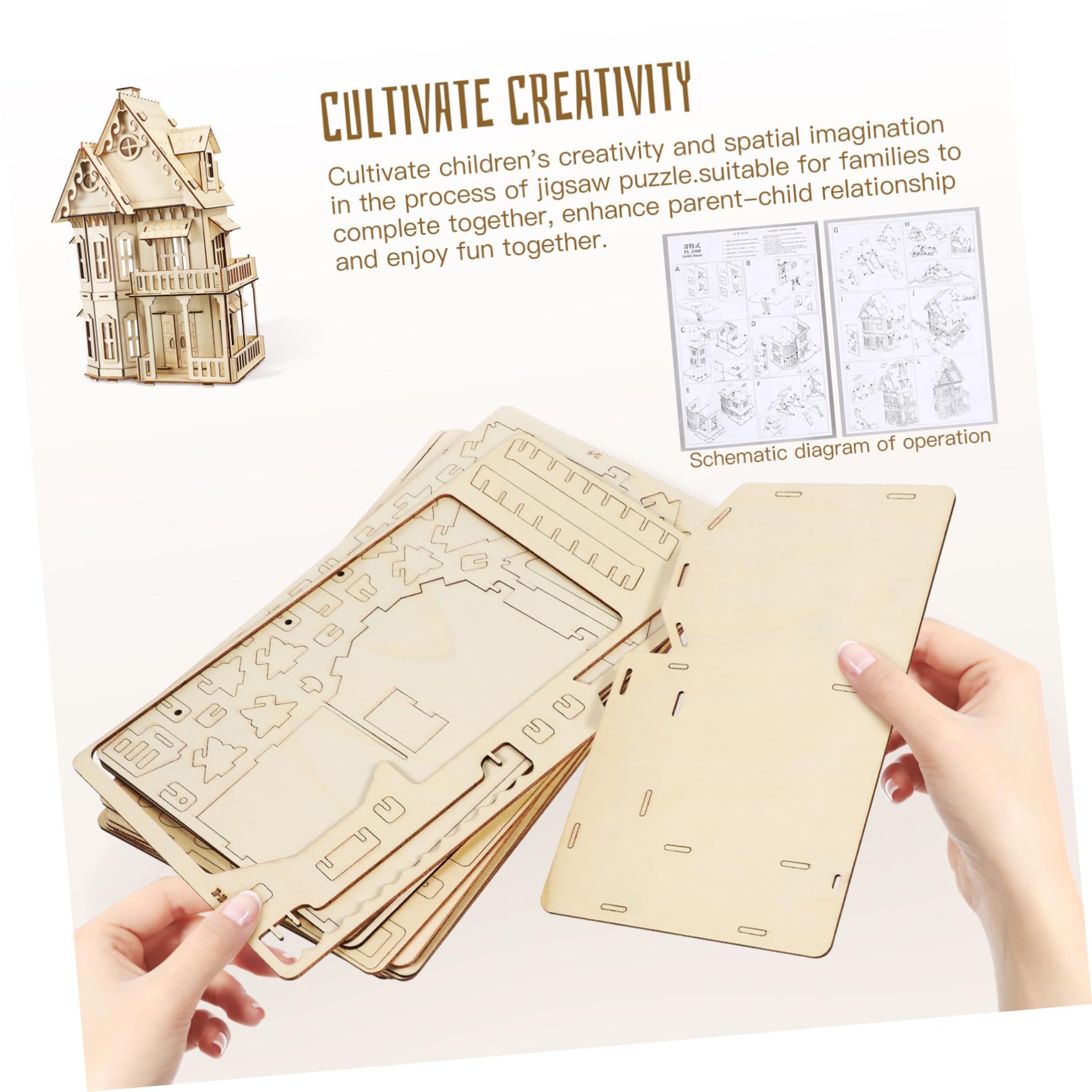 Puzzle de Madera Casa Gótica Montaje Fácil Decoración Duradera para Adultos y Creatividad y
