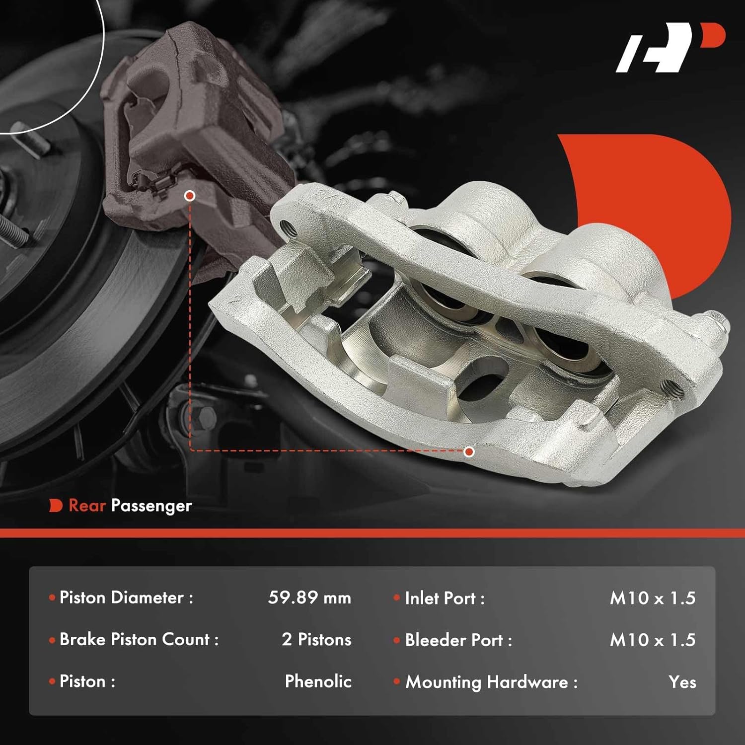 A-Premium Disc Brake Caliper Assembly with Bracket Compatible with Chevrolet Silverado 3500 2001-2006, 3500 Classic 2007, 3500 HD 2007-2010 & GMC Sierra 3500, 3500 Classic, 3500 HD - Rear Passenger