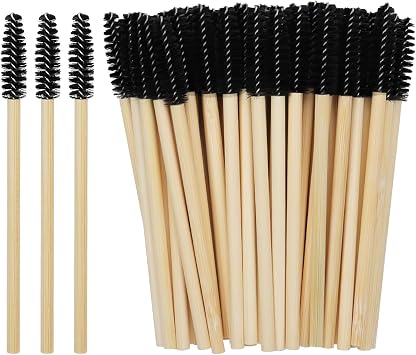 50 Pcs Eyelash Spoolies, Eyelash Brush, Black Disposable Eyelash Brushes