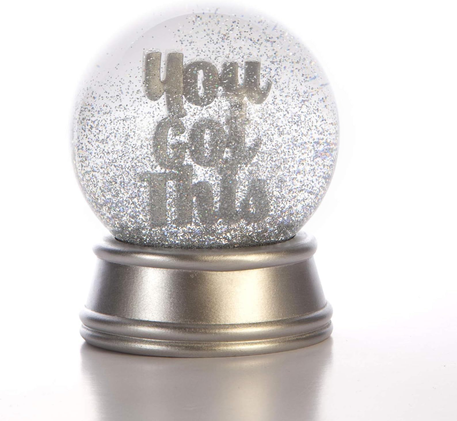 Boxer Gifts You Got This Inspirational & Motivational Glitter Snow Globe Ornament | Heartfelt Gift For Her, Pregnancy, University Exams, New Job, Silver