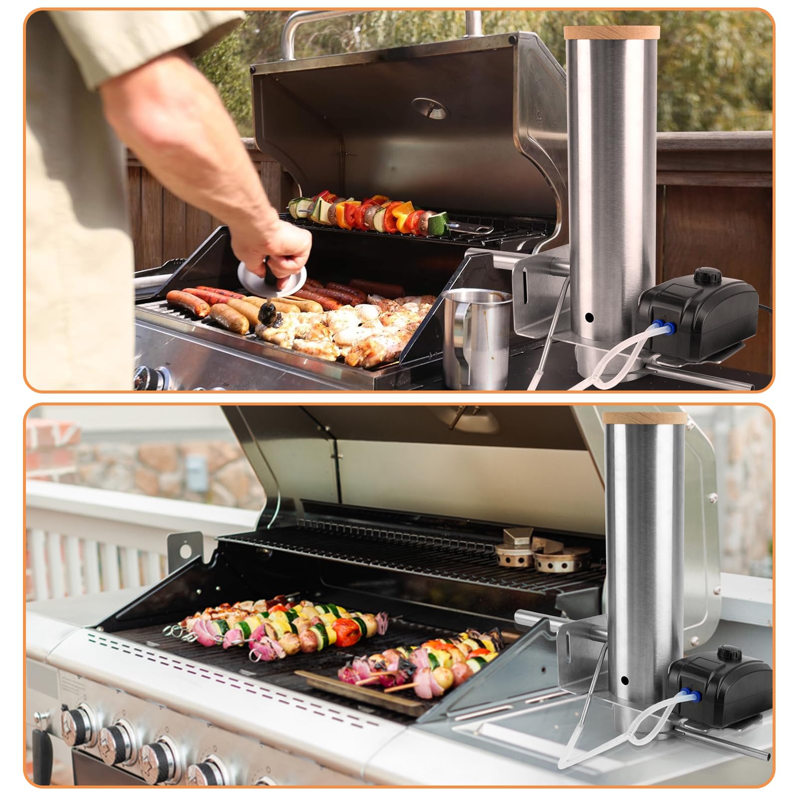 Rauchgenerator mit Pumpe, Elektrisch Kaltrauchgenerator aus Edelstahl, Raucherzeuger für Räucheröfen Smoker, Rauchgenerator zum Kalträuchern von Fisch, Fleisch, Käse