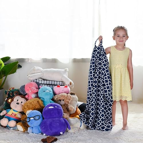 Miniatura 71 de YuppieLife Puf de almacenamiento de animales de peluche, funda de lona para niños (sin relleno)/lavable a máquina y duradera, para decoración de