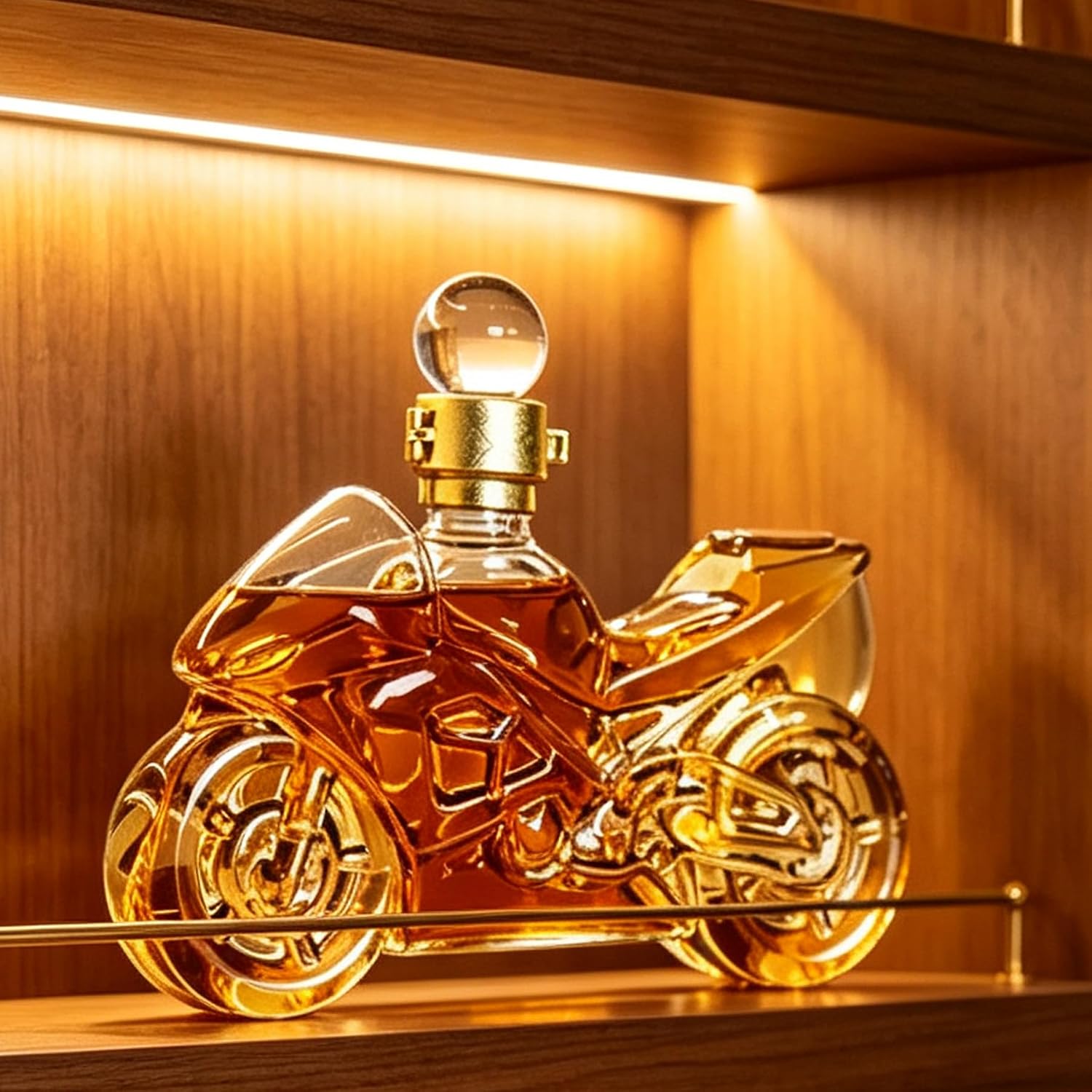 New Whiskey Bottle Motorcycle Shaped, Novelty Glass Decanter 3D Sculpted Creative Empty Wine Bottles, For Men Dad Boyfriend Motorcycle Lovers (New-B)