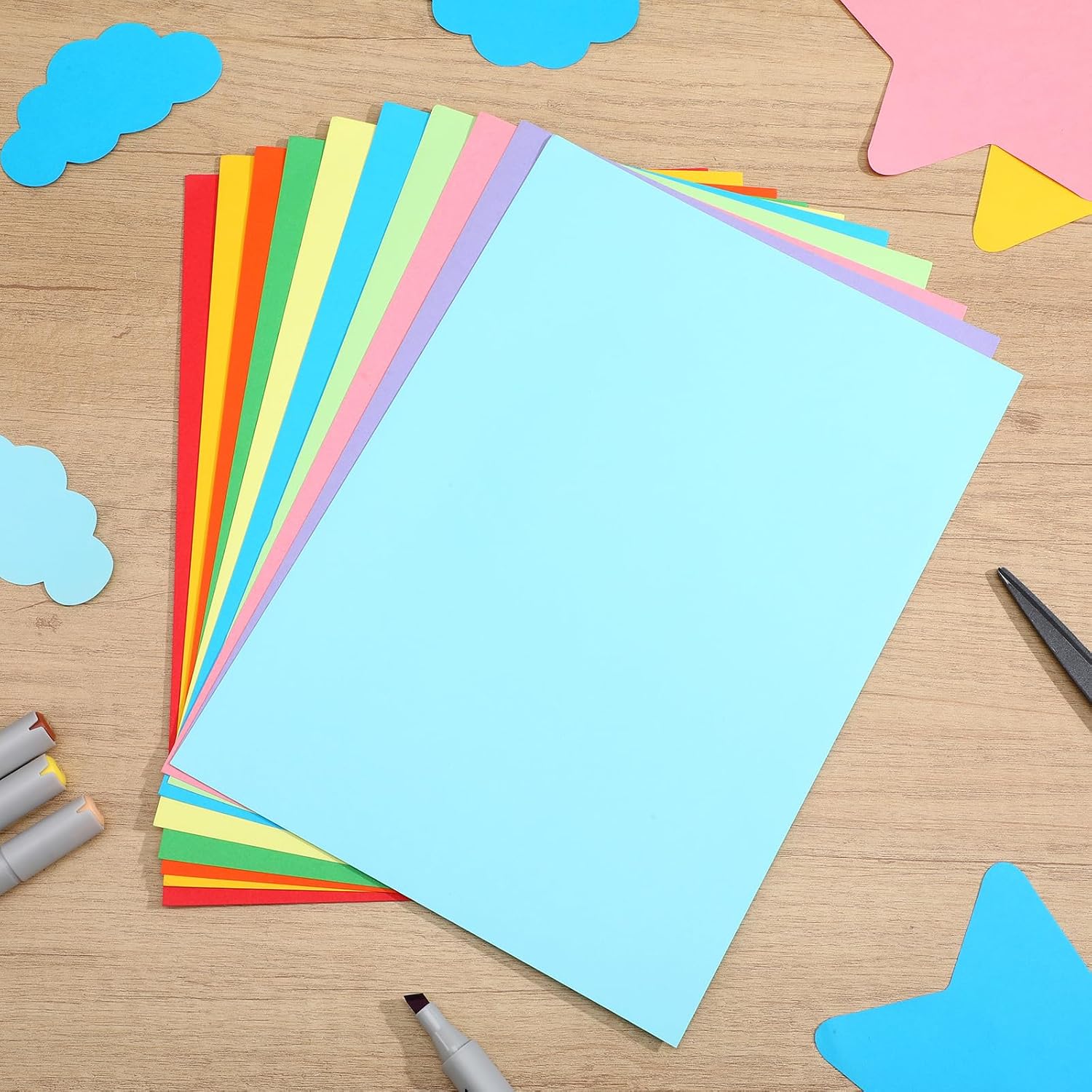 150 Sheets Pastel Cardstock 8.3 x 11.7 Inch 230gsm/85lb Colored Cardstock Printer Paper, 10 Assorted Colors Construction Card Stock Paper for Scrapbook DIY Craft Print CardMaking Office School