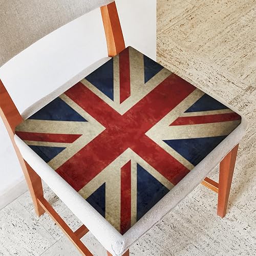 Miniatura 1 de 1 cojín para silla, cojín de espuma viscoelástica con bandera británica, almohadillas cuadradas extraíbles para sillas de cocina, comedor, oficina,