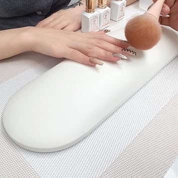 Nail Arm Rest with Mat, Nail Cushion Hand Rest Professional Nail Tech Arm Rest Stand Manicure Hand Pillow for Nail Techs White