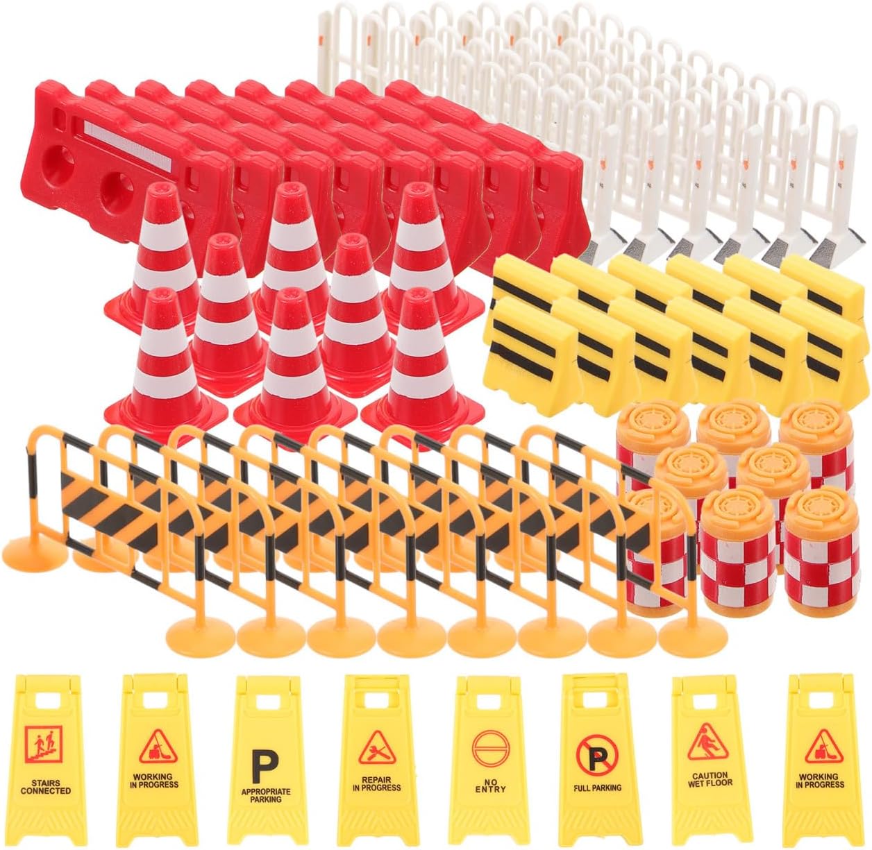 ibasenice 62Pcs Traffic Sign Toys Mini Construction Road Signs | Miniature Street Shapes, Detailed Graphics, Ideal For Classroom Teaching Layouts, Easy To Organize, 62 Small Toys