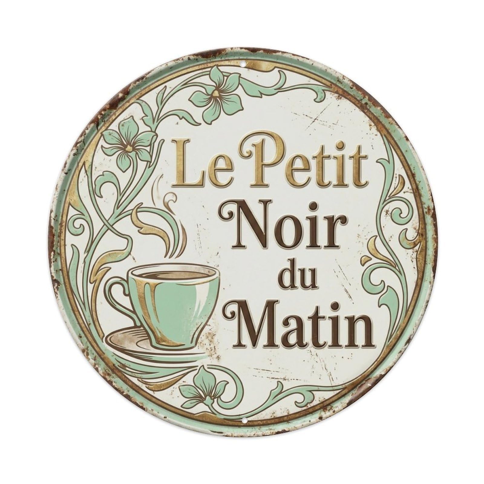 Morning Cozy Bistro Espresso Metal Tin Sign Plaque Wall Decor for Cafe, Club, Garden Round Metal Poster 8x8Inch