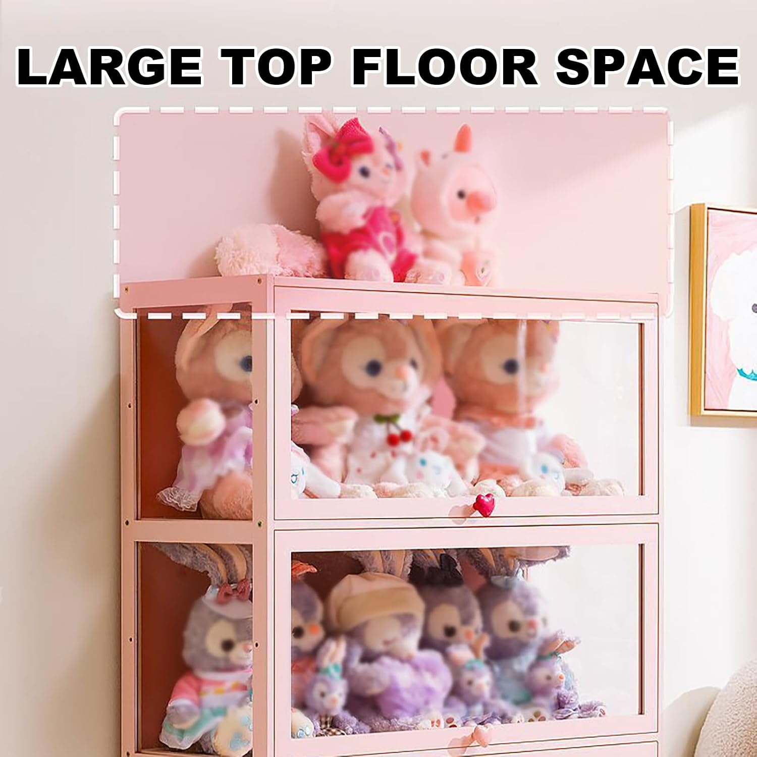display cabinet with Acrylic doors, Curio Display Case,Collectibles Toy Organizers Rack & Display Shelf, for Living Room, Plant, Display Shelf, Assembly Required (pink,5 Tier - L31.4*W12.9*H67.7IN)