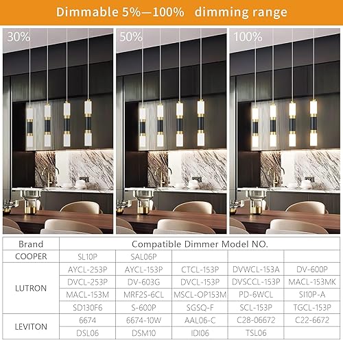 Miniatura 3 de Lámpara colgante moderna de 4 luces para isla de cocina, regulable, LED, negro, mini luces colgantes, comedor, cocina, color negro y dorado