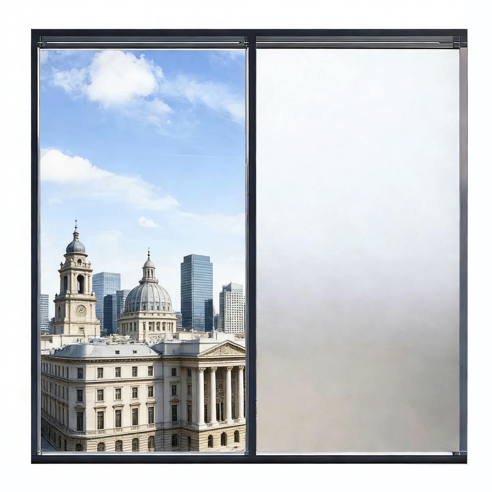 Fenster Milchglasfolie 75 x 300 cm Statisch Haftend Ohne Klebstoff Folie Sichtschutz Anti UV Fensterfolie Milchglasfolie für Bad-Fenster Zuhause Glastür Dachfenster, Grau