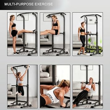 Power Tower Pull Up Bar,Pull-Up Rack Dip Station,Height Adjustable Multi-functional Home Strength Training Gym Equipment, Save Space,People Below 6 feet