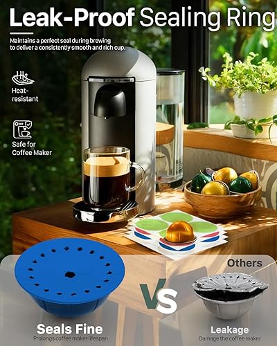 Miniatura 6 de Grasseed Coloridas tapas de papel de aluminio para reutilizar cápsulas Nespresso, fundas para cápsulas VertuoLine compatibles con cápsulas Nespresso