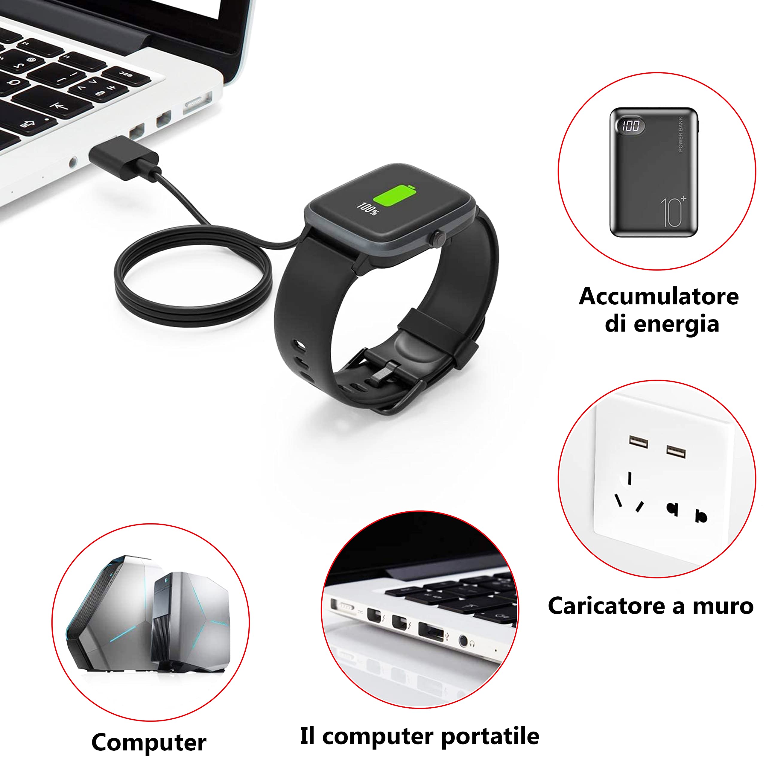 Popglory Cavo Di Ricarica Magnetico Per Smartwatch P22 – 2 Pezzi, Ricarica Sicura E Trasporto Facile