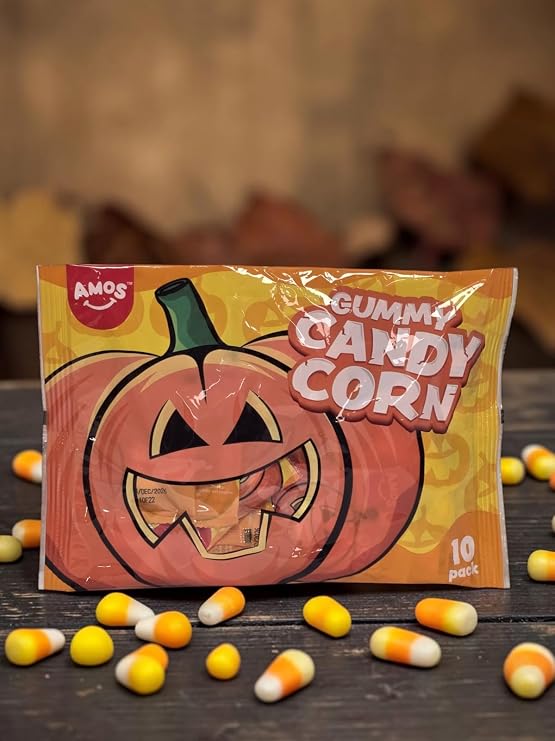 AMOS Gummy Candy Corn 10 Pack Halloween Sweets for Parties & Treat Bags, Single