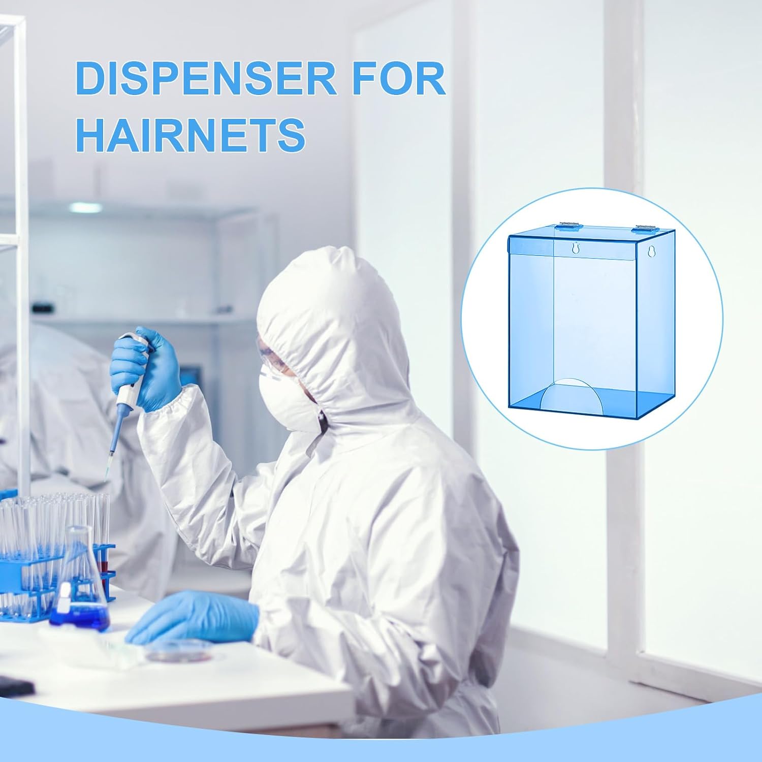 Kathfly 1 Pcs Acrylic Dispenser for Hairnet, Emesis Bags, Wall Mount Clear Acrylic Face Mask Holder for Beard Nets, Safety Glasses, Shoe Covers