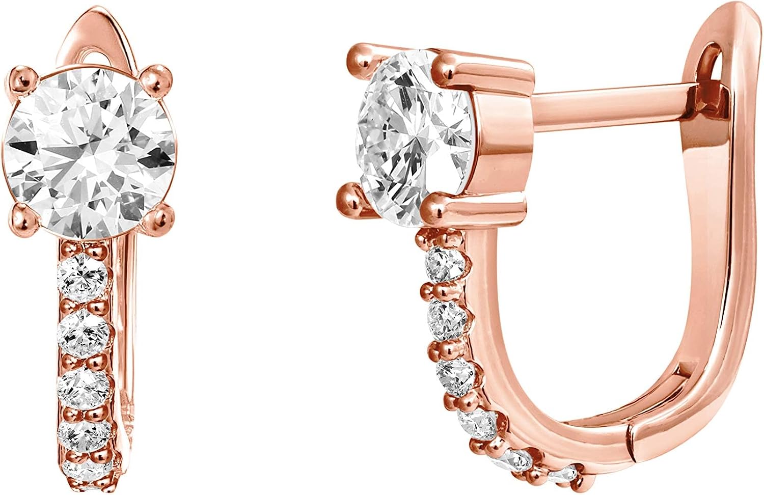 PAVOI 14K Gold Plated 925 Sterling Silver Post Cubic Zirconia Huggie Earrings | Gold Hoop Earrings for Women | CZ Stud Cuff Earring