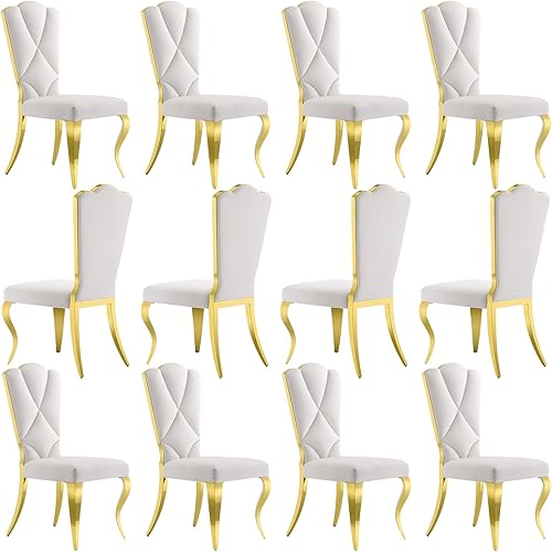 Miniatura 19 de Juego de 4 sillas de comedor de terciopelo negro, sillas de cocina tapizadas con respaldo alto con patas de metal pulido dorado, sillas de comedor