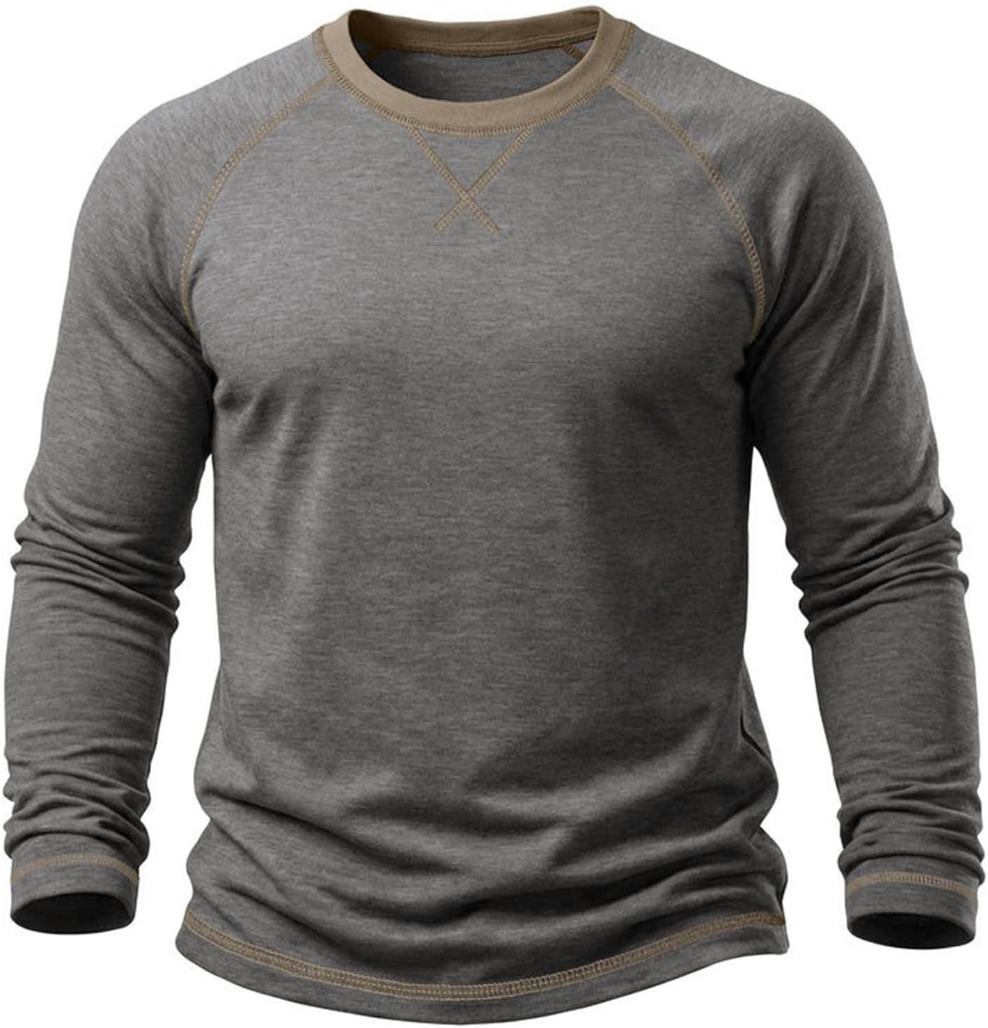 Men's Raglan Sleeve Pullover Top Crewneck Color Block Slim Fitted Shirts Lightweight Casual Athletic Sweatshirt