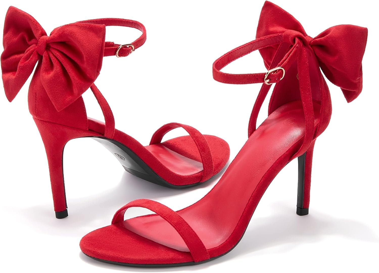 Coutgo Womens Ankle Strap High Heels Open Toe Stiletto Bow Tie Knot Heeled Sandals Fashion Wedding Dress Pump Shoes - Image 2