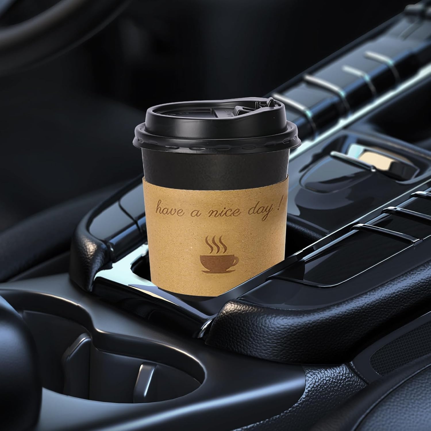 100 pack 10 oz Thickened Coffee Cups with Lids, Scald Resistant Hot Cups with Sleeve and Straw, To Go Coffee Cups for Home, Office, Cafes and Party (Black 10oz) - Image 5