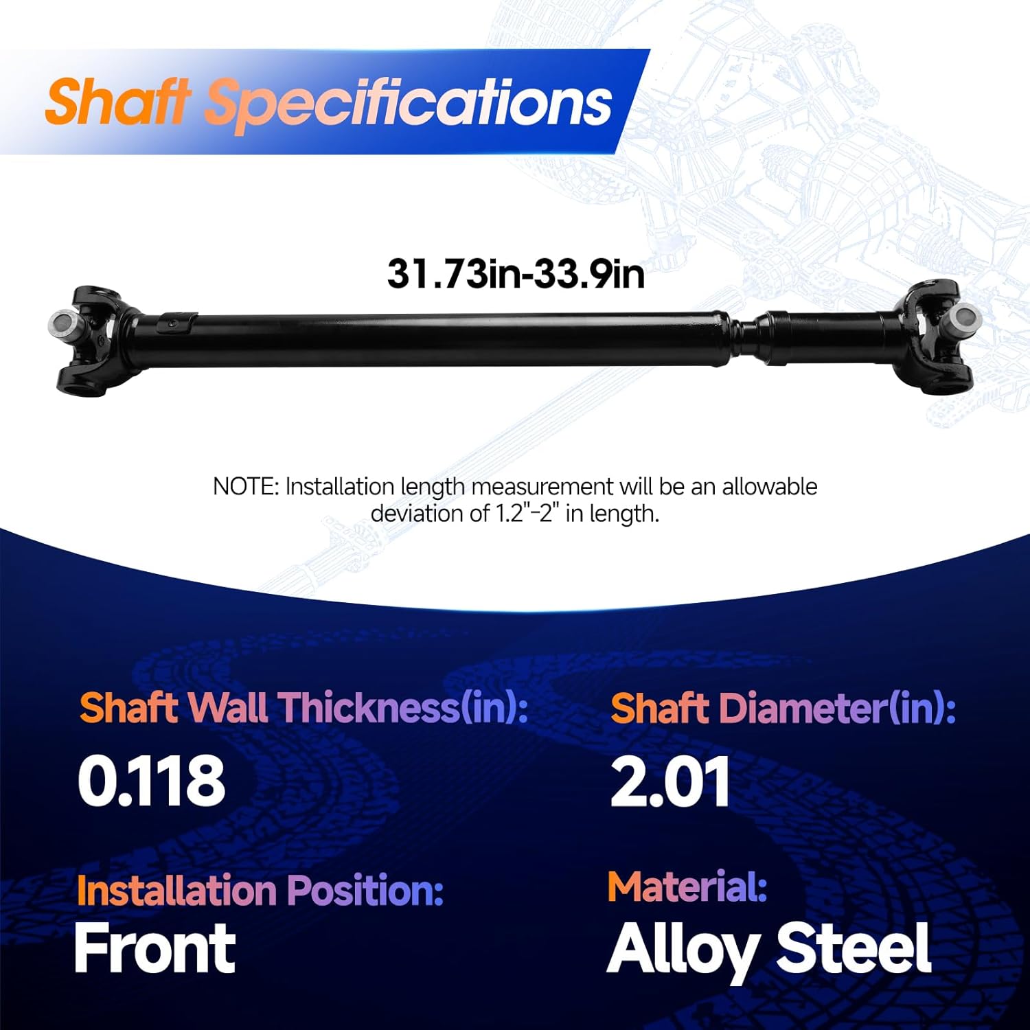 938-224 Front Drive Shaft Assembly [Automatic Transmission] Fit for Chevy K1500 K2500 K3500 GMC Yukon 4-Speed, 4L60-E Trans., Complete Prop Shaft Driveshaft Replaces 26057959, 65-9361