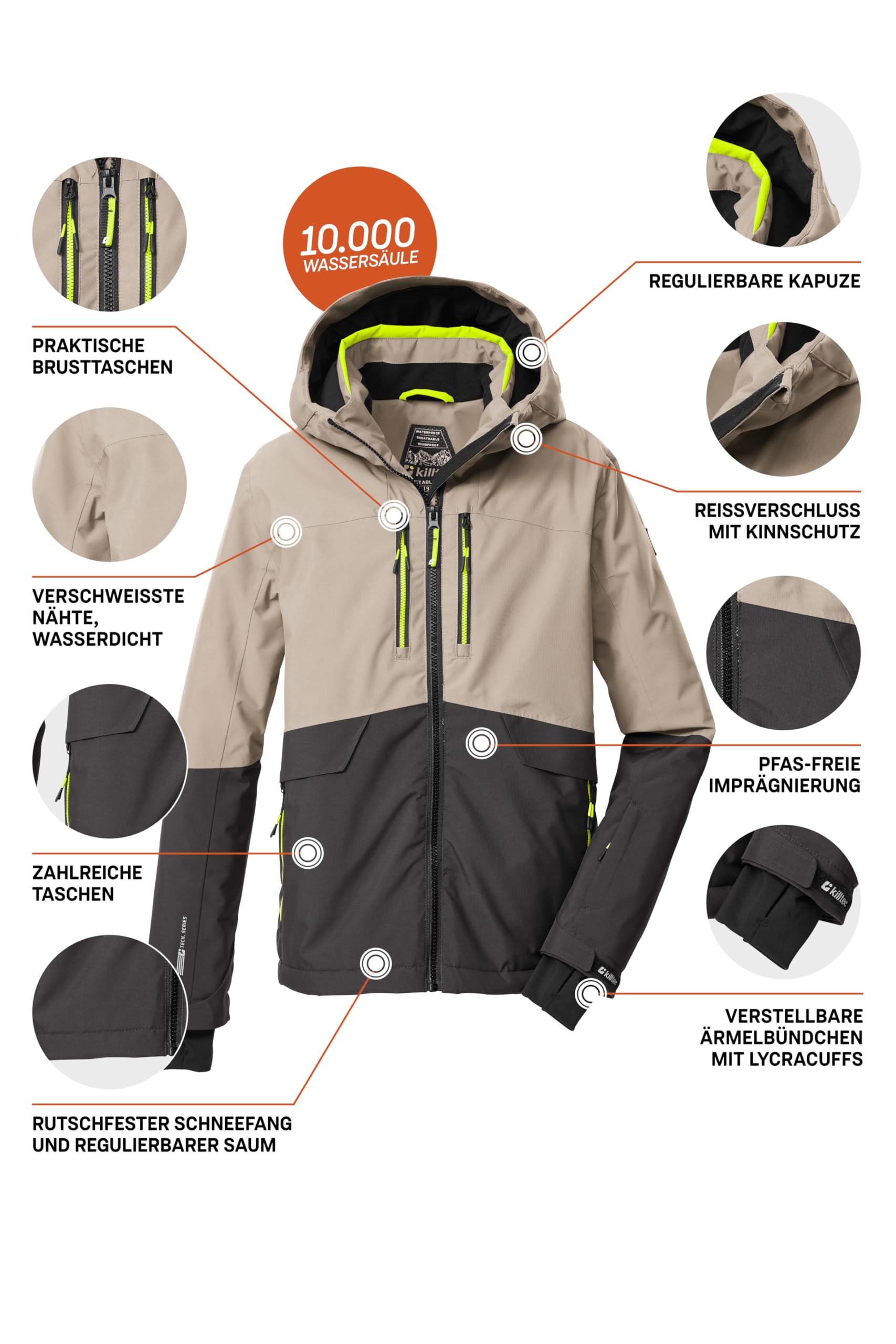 Killtec Ksw 201 Bys Ski Jckt Veste de ski/fonctionnelle avec capuche et jupe pare-neige Garçon