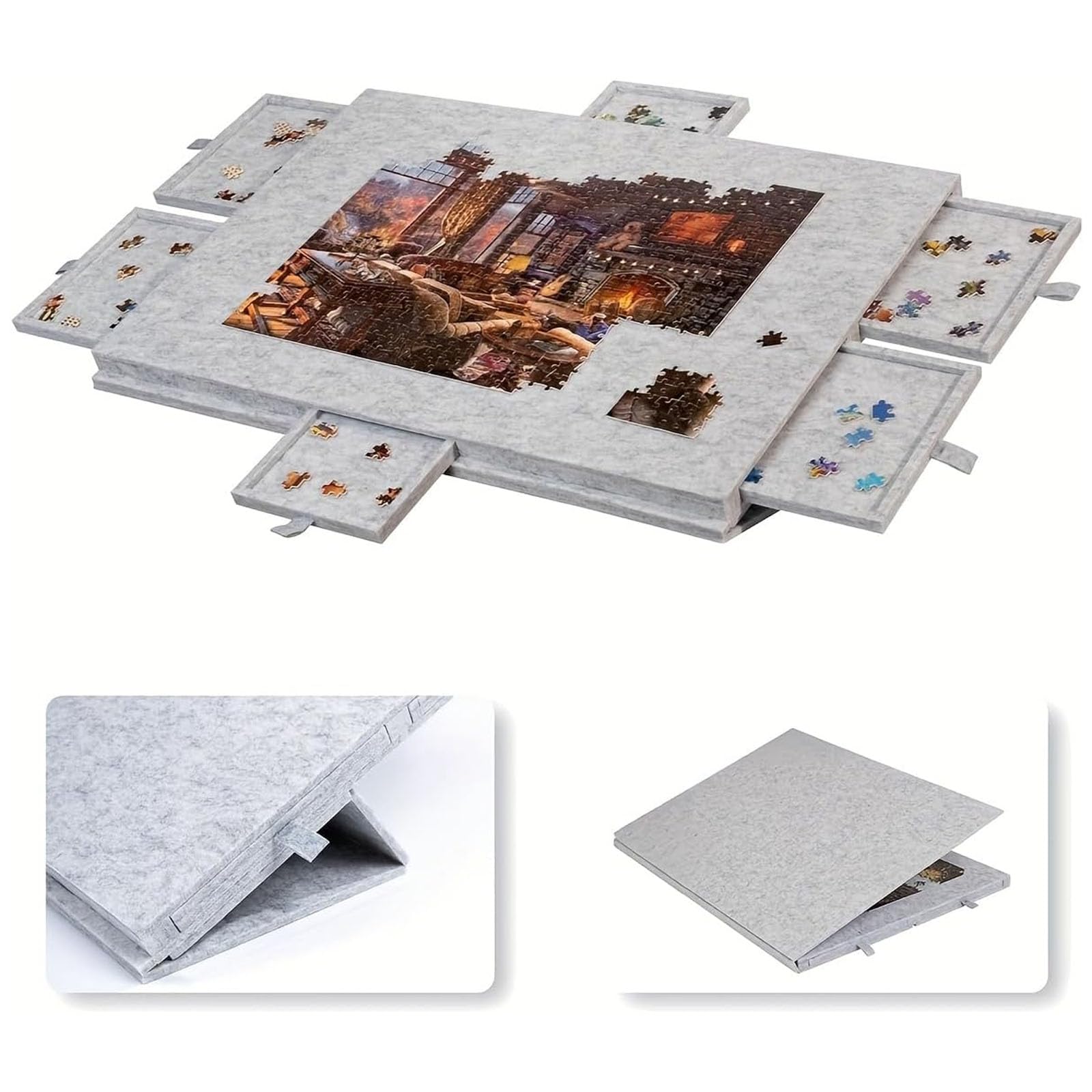 Table à puzzle inclinable grise de 77x53cm : le confort du jeu à la maison