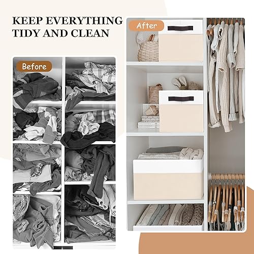 Miniatura 5 de Criusia Paquete de 4 cubos organizadores de ropa de bebé, cestas de almacenamiento plegables de tela con asas, contenedores de almacenamiento