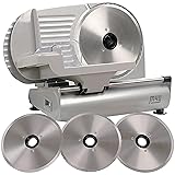 M4Y Meat Slicer | X Large Heavy Duty 22cm Diameter Electric Food Deli Cheese Bread Specialist Cutting Machine | Includes 3 X Interchangeable 22cm Stainless Steel Blades