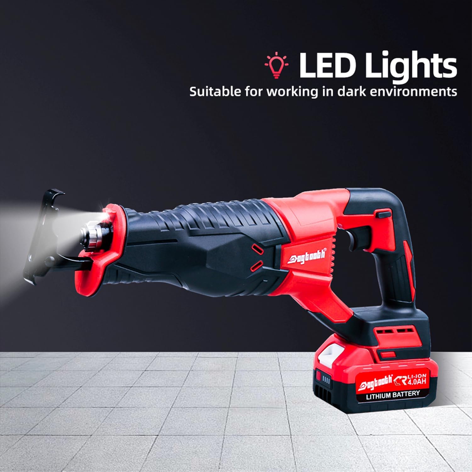 DOGTOOTH 21V MAX Cordless Saber Reciprocating Saw Set or Wood & Metal Cutting, Compatible with Makita 18V Battery, 4*Tool-Free Blades, 2*Li-ion Batteries, Charger