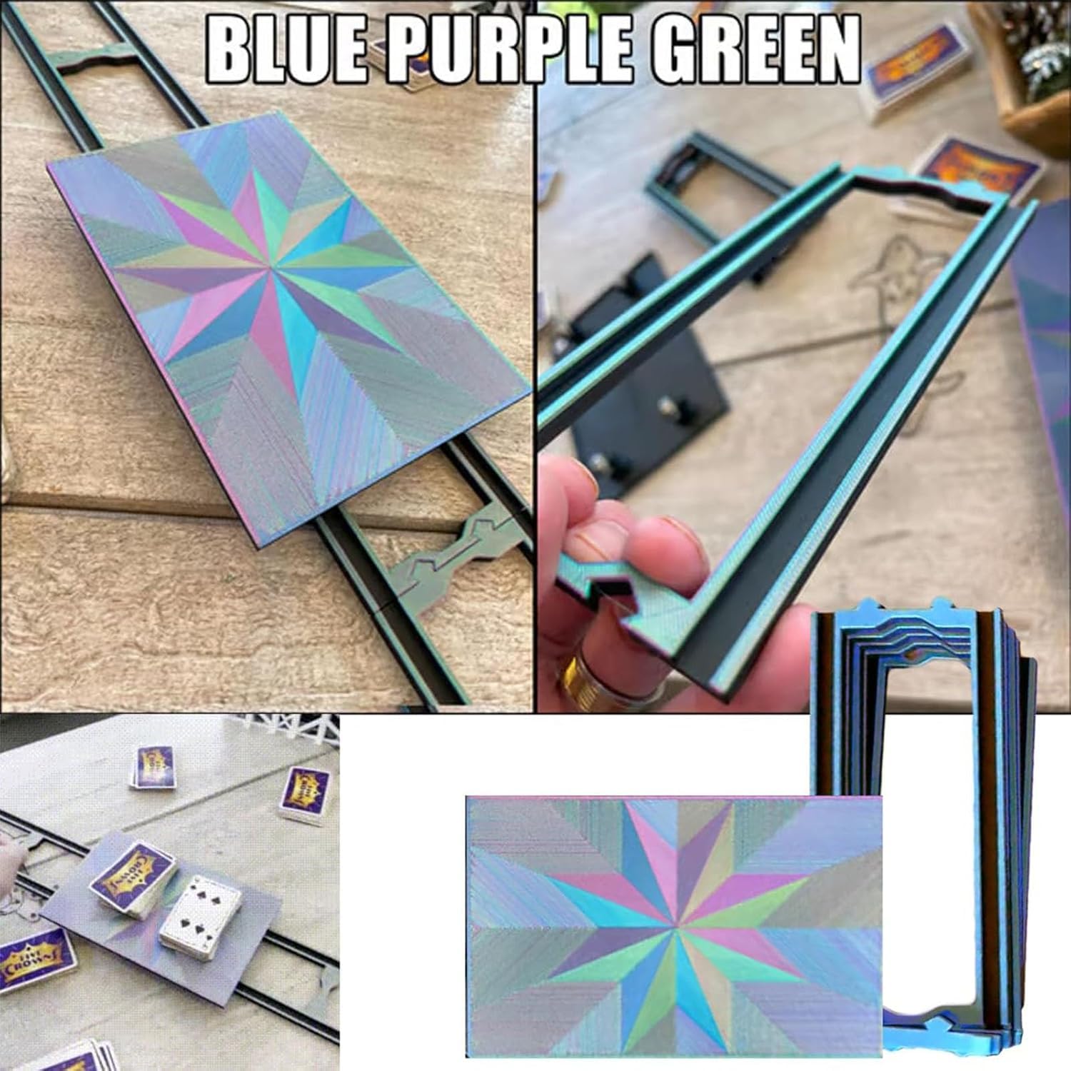 BIYQFCR Game Glider for Cards, Multi-Color Slider Original, Portable Card Game Glider with 5 Rails, Sliding Cards Effortlessly, Easy to Install (Black)